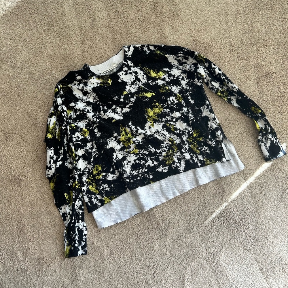 Alice & Olivia Cropped Cotton Sweater